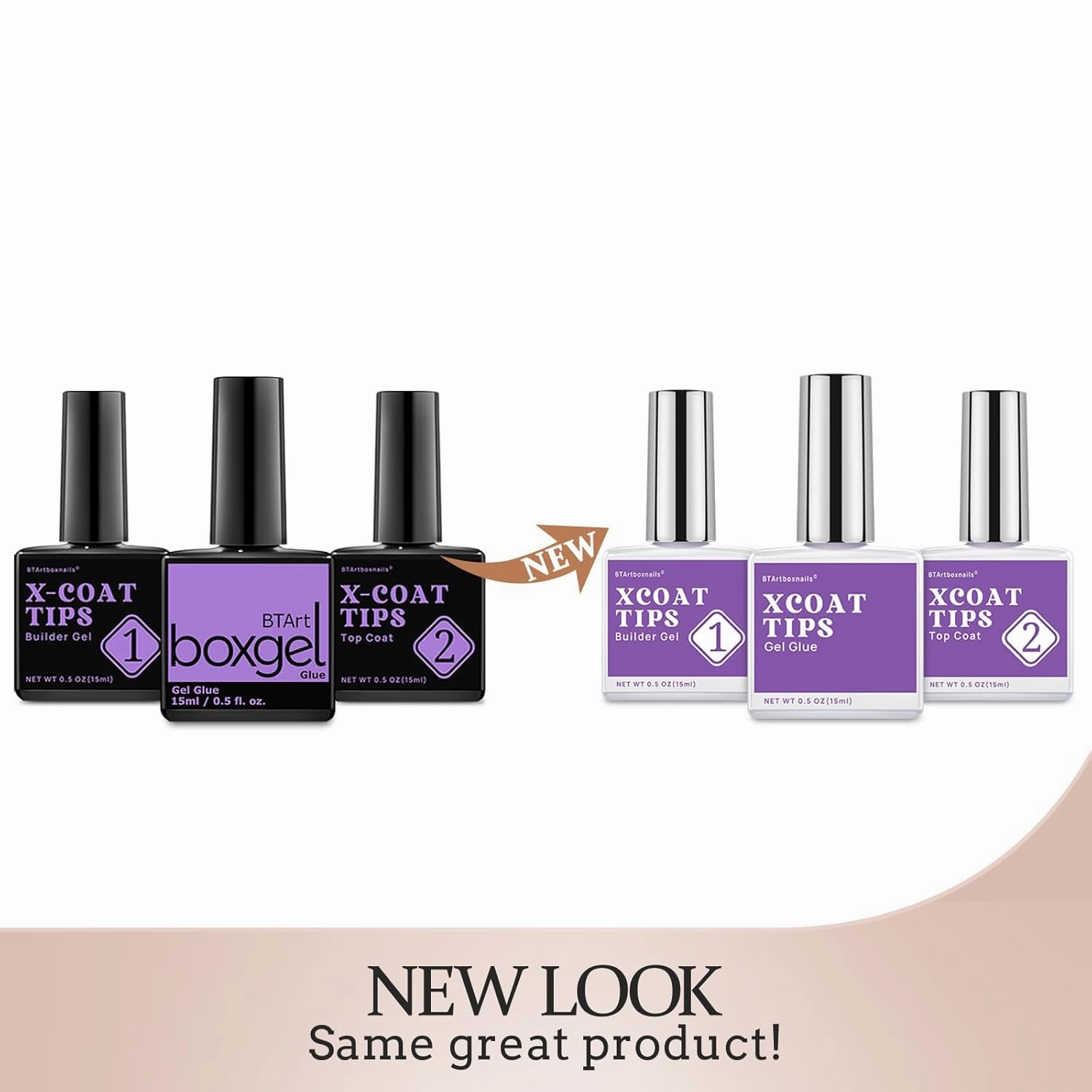 BTArtboxnails XCOATTIPS French Gel Nails - Short Coffin Nails Tips with Nail Gel, Nail Protecing Duo, Nail Lamp, All in One Soft Gel French Tip Press on Nails Gel Extension, Pink