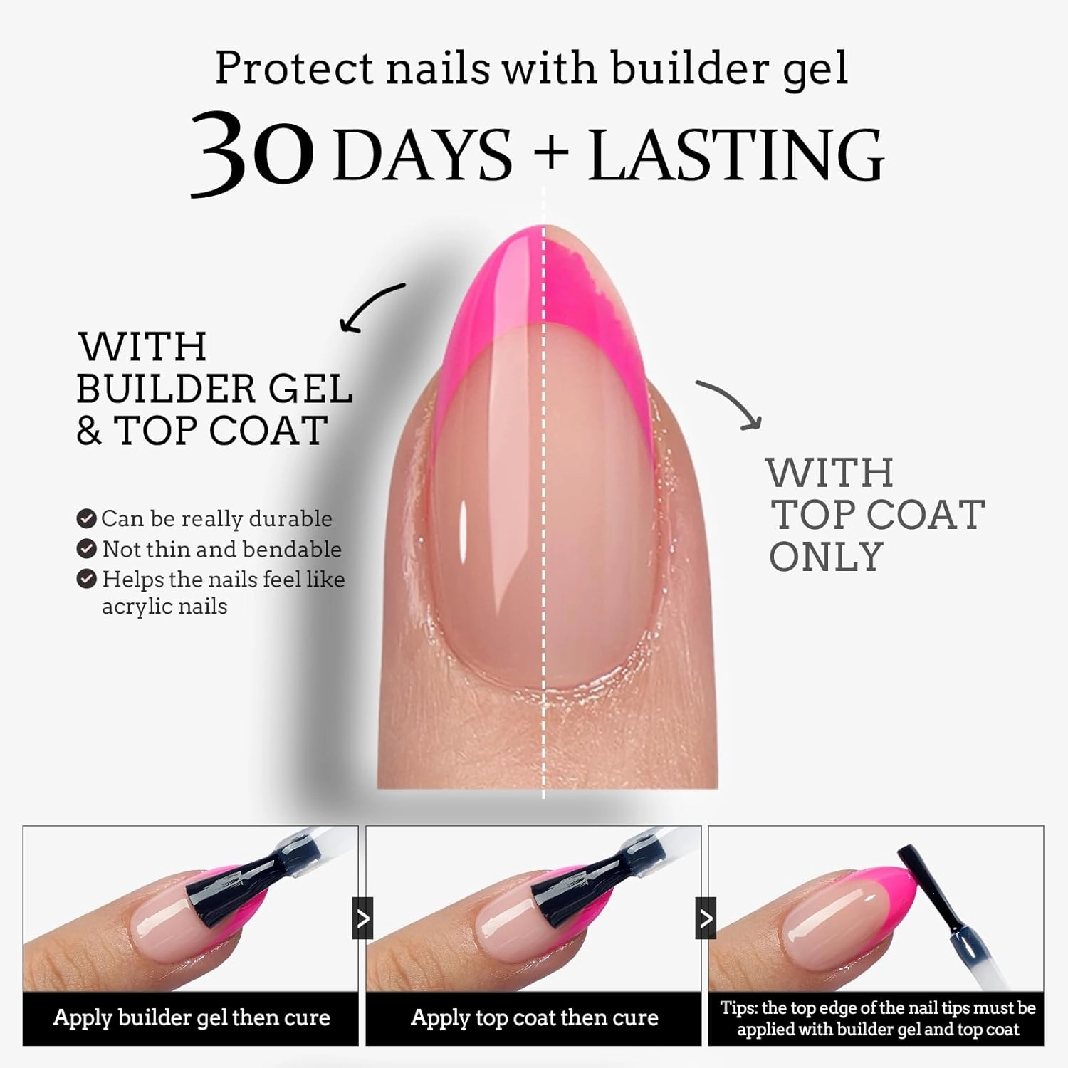 BTArtboxnails XCOATTIPS Press on Nails - French Tip Nails Short Almond, Brighter Pastel Soft Gel Nail Tips False Nail, Soak Off Acrylic Fake Nails Art Home DIY