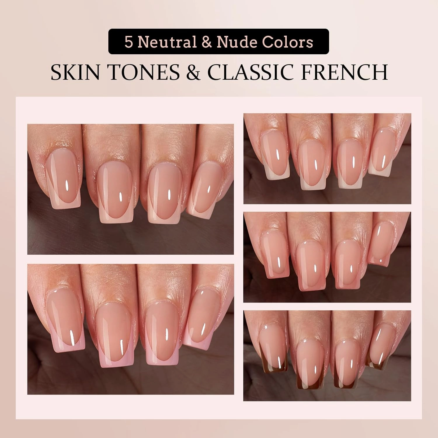 BTArtboxnails XCOATTIPS Press on Nails - French Tip Press on Nails, Fake Nails Short Square Nail Tips, Skin Tones Soft Gel Material Acrylic False Nails Gift for DIY at Home