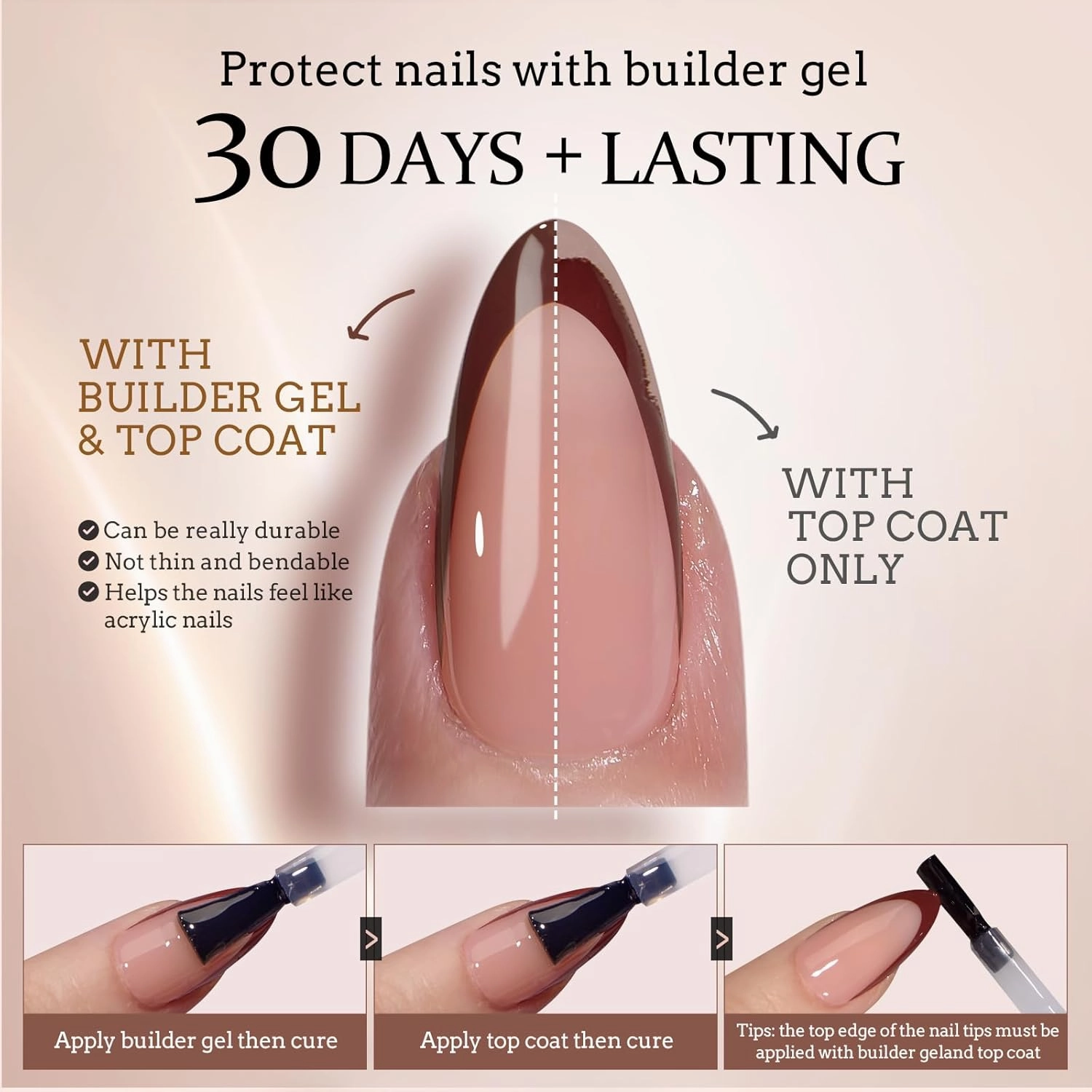 BTArtboxnails XCOATTIPS Press on Nails - French Tip Press on Nails, Fake Nails Short Square Nail Tips, Skin Tones Soft Gel Material Acrylic False Nails Gift for DIY at Home