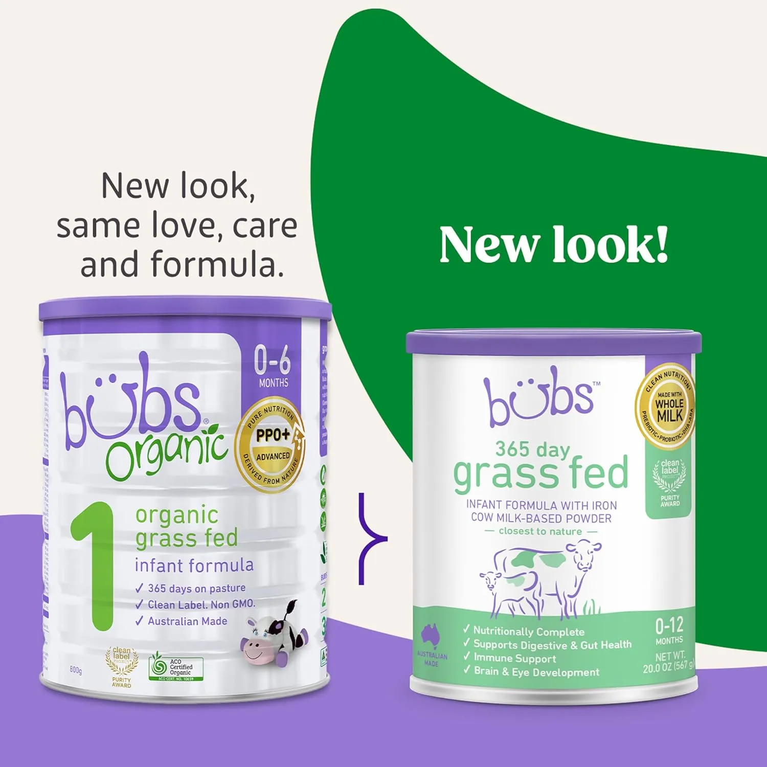 Bubs 365 Day Grass Fed Infant Formula with Iron, Cow Milk-Based Powder for Infants 0-12 Months, Made with Non-GMO Milk, 20 oz