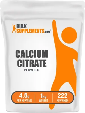 BulkSupplements.com Calcium Citrate Powder - Calcium Supplement, High Bioavailable - Unflavored & Gluten Free, 4.5g per Serving, 1kg (2.2 lbs) (Pack of 1)