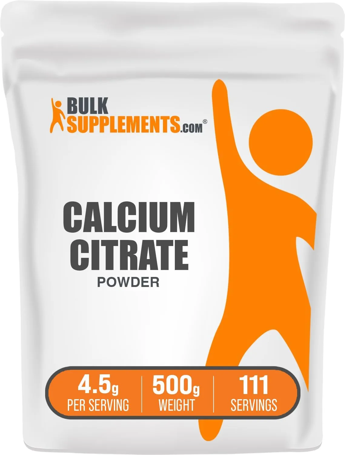 BulkSupplements.com Calcium Citrate Powder - Calcium Supplement, High Bioavailable - Unflavored & Gluten Free, 4.5g per Serving, 500g (1.1 lbs) (Pack of 1)