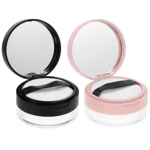 CANIGHT 2pcs Portable Loose Powder Container with Puff Mirror Travel-friendly Makeup Dispenser for Setting Powder and Cosmetics and Matte Finish