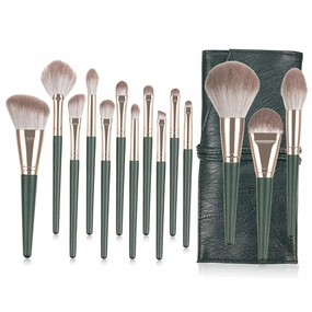 CANIGHT 14pcs Makeup Brush Set with Handles Professional Cosmetic Brushes for Powder Foundation and Blending Includes Storage Pouch for Travel and Daily Use
