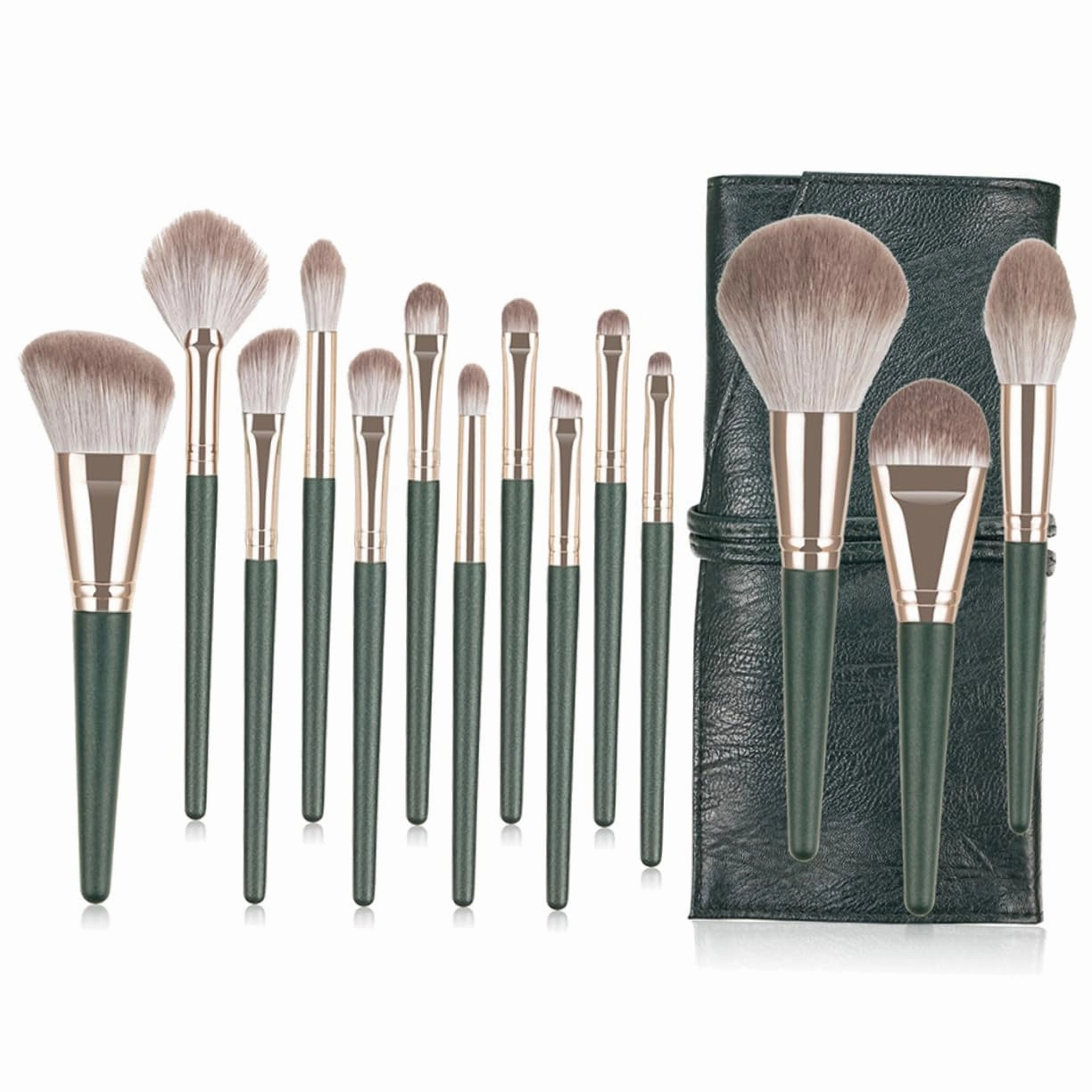 CANIGHT 14pcs Makeup Brush Set with Handles Professional Cosmetic Brushes for Powder Foundation and Blending Includes Storage Pouch for Travel and Daily Use