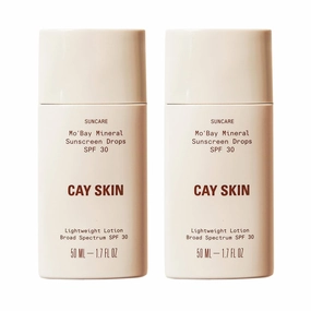 Cay Skin Mo'Bay Mineral Sunscreen Drops SPF 30 – Broad Spectrum Face Sunscreen & Makeup Primer – Lightweight, Moisturizing, Reef Safe Lotion with Natural Finish for All Skin Types – 2-Pack, 1.7 oz.