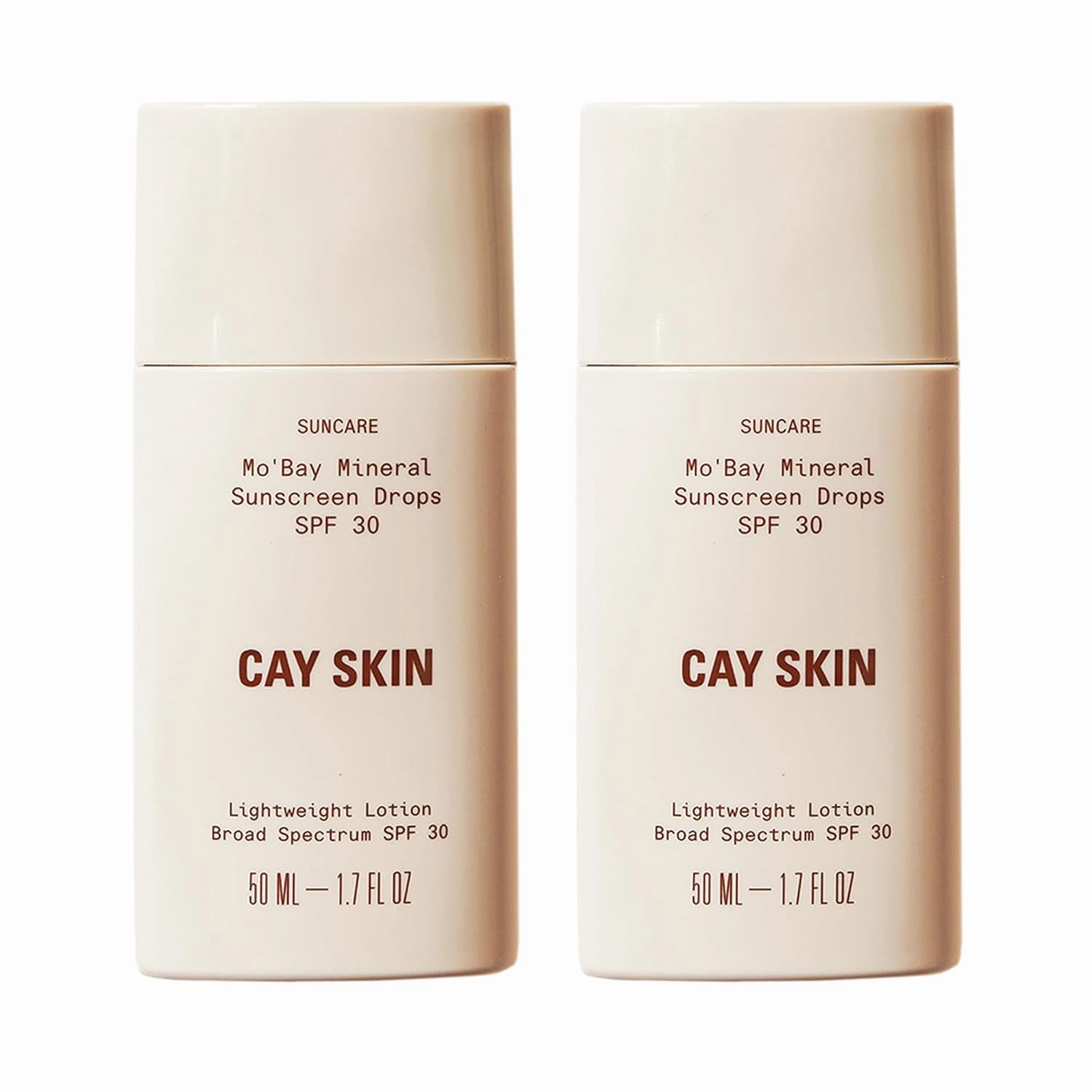 Cay Skin Mo'Bay Mineral Sunscreen Drops SPF 30 – Broad Spectrum Face Sunscreen & Makeup Primer – Lightweight, Moisturizing, Reef Safe Lotion with Natural Finish for All Skin Types – 2-Pack, 1.7 oz.