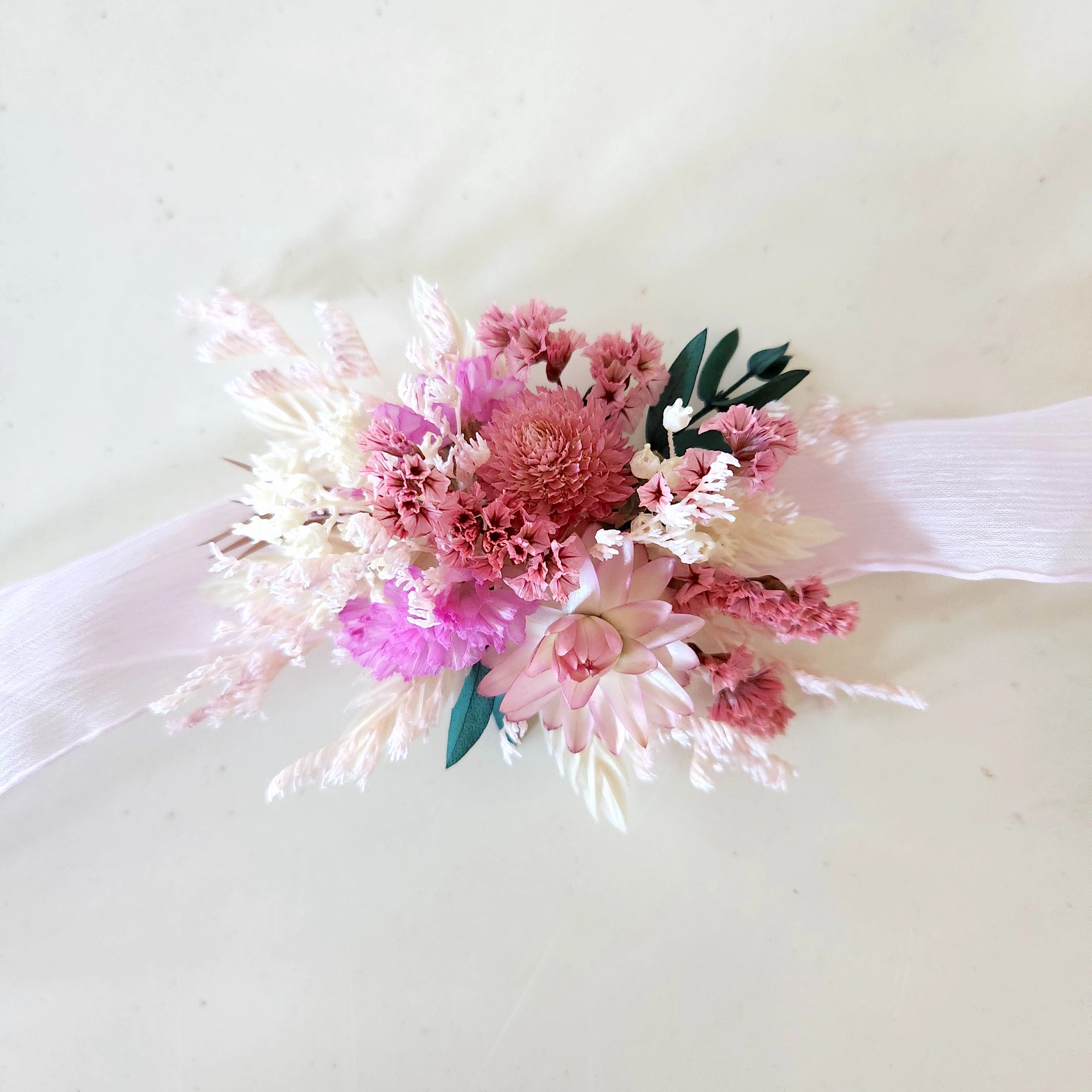 Colourful Wildflower Corsage, Pink Wrist Flower, Wedding Floral, Event Flower