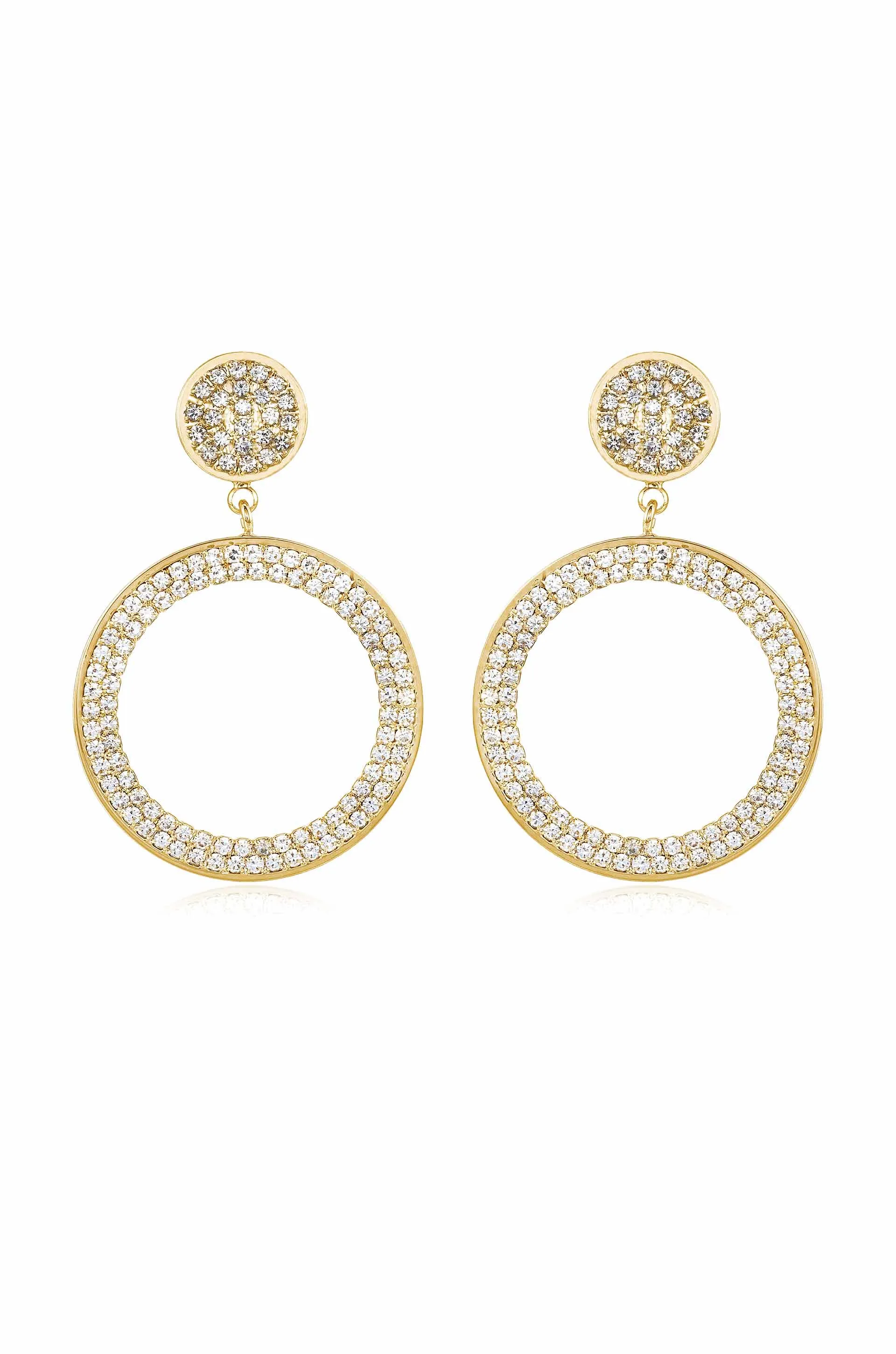 Crystal Pave Drop Hoop Earrings