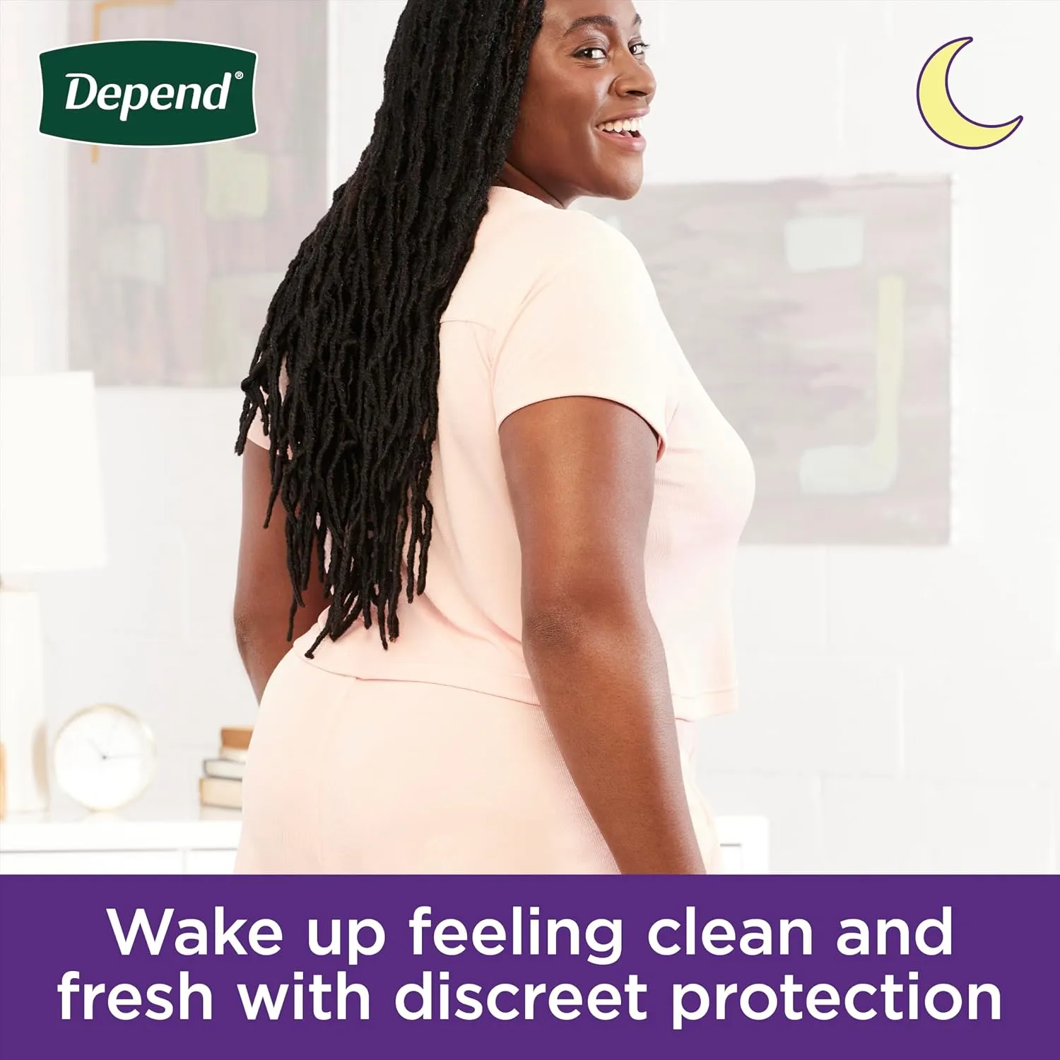 Depend Night Defense Adult Incontinence & Postpartum Bladder Leak Underwear for Women, Disposable, Overnight, Large, Blush, 72 Count, Packaging May Vary