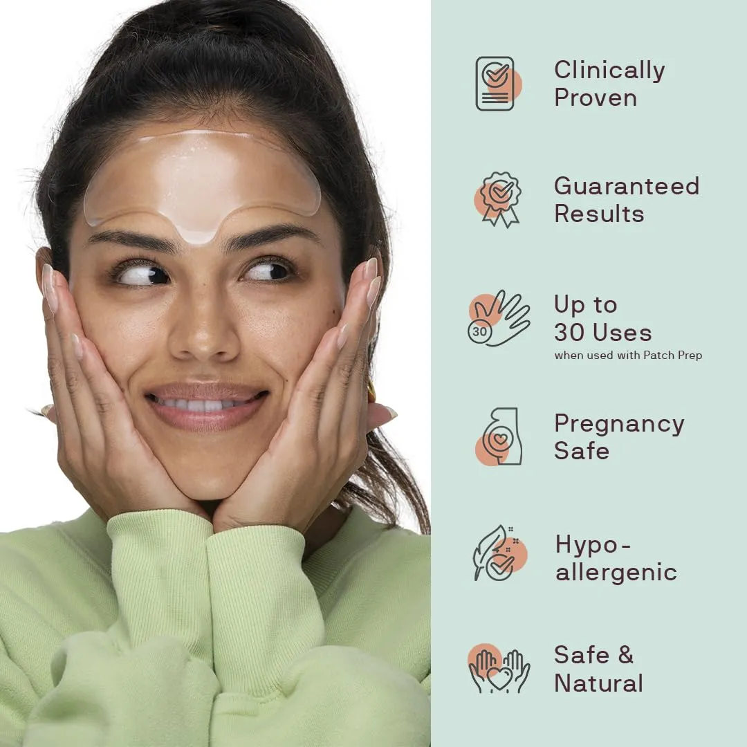 Dermaclara Face Patches Kit - Anti Wrinkle Patches for Forehead, Smile Lines, Silicone Anti-Wrinkle Frown Line Treatment, Up to 30 Uses - 1 Forehead, 2 Mouth, 2 Eye, 1 Neck & 1 Patch Prep Cleanser