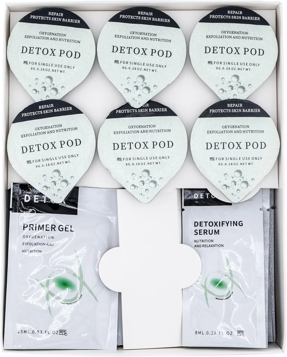 Detox - OxyGeneo Oxygen Facial CO2 Therapy Machine, Geneo Type Pods, Home Facial, 6 Pods   6 Primer Gel   6 Detoxifying Serum After Treatment (NEW FORMULA less foam)