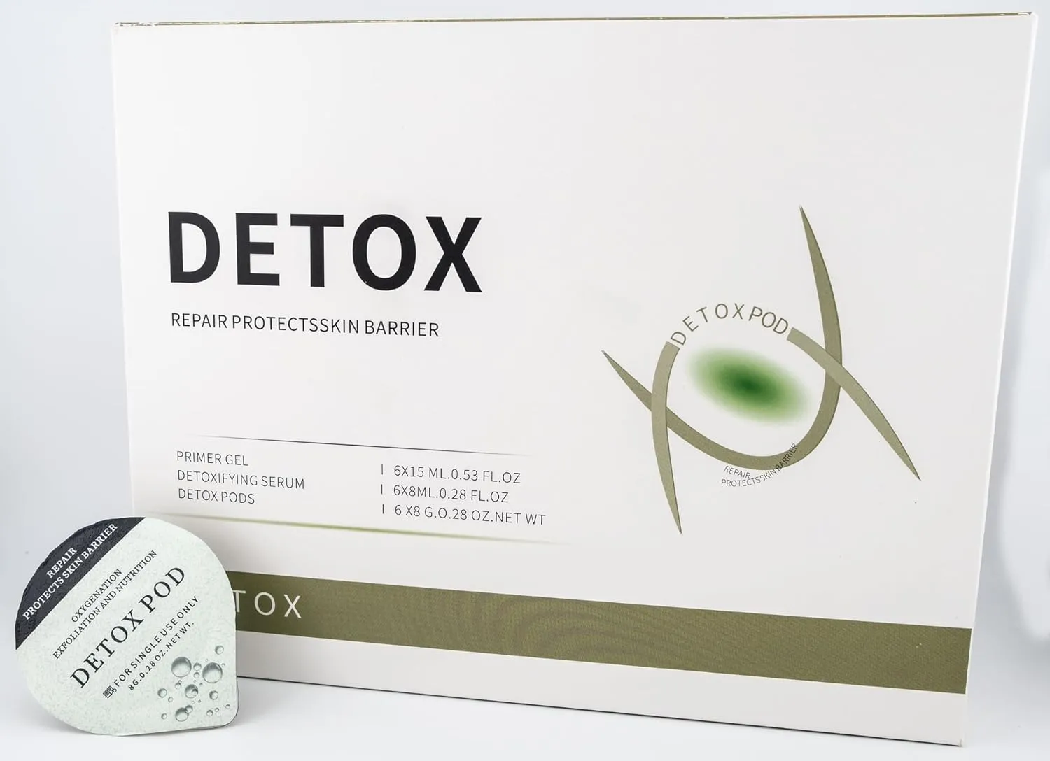 Detox - OxyGeneo Oxygen Facial CO2 Therapy Machine, Geneo Type Pods, Home Facial, 6 Pods   6 Primer Gel   6 Detoxifying Serum After Treatment (NEW FORMULA less foam)
