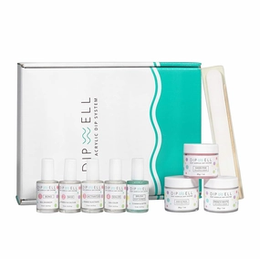 Dipping Nail Starter Kit, Easy Acrylic Powder and Gel Resin Kit For Dip, Starter System For French Set by DipWell Nails (Comes With Bond, Base, Activator, Sealer, Brush Softener   3 Powder Jars)