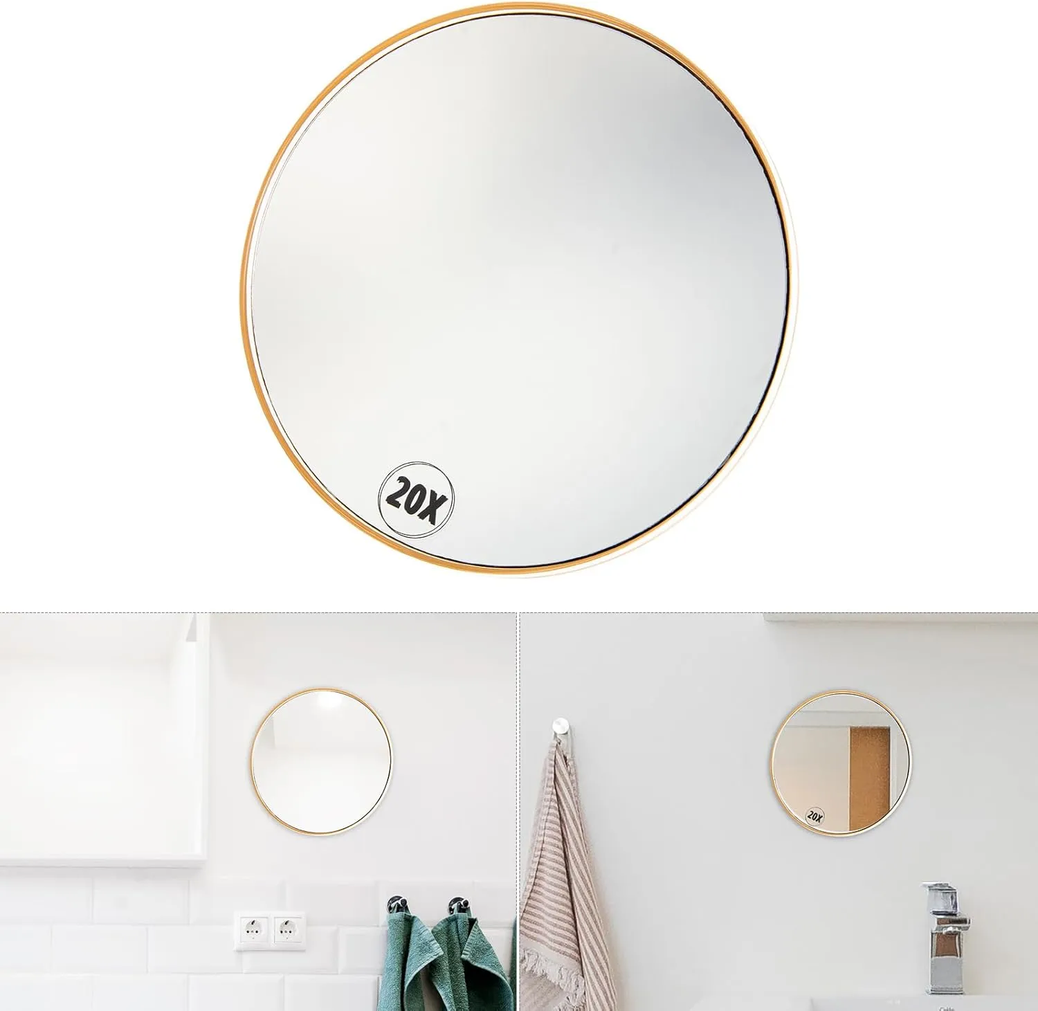 DOITOOL Magnifying Makeup Mirror with 3 Suction Cups,20x Magnifying Mirror Suction Cup Mirror Wall Mounting Mirror Travel Mirror for Shaving Beauty Bathroom