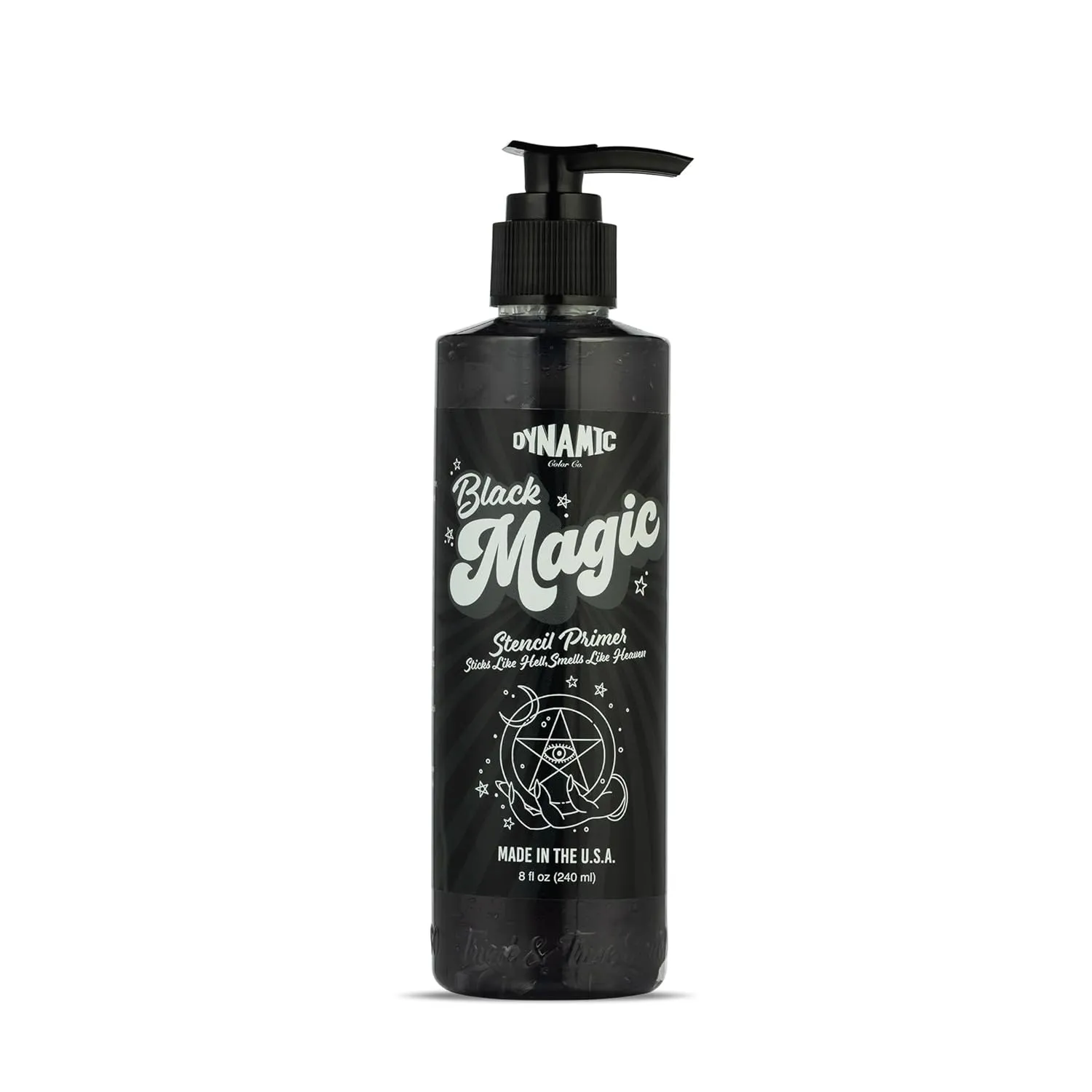 Dynamic Color Co - Black Magic Stencil Primer, Tattoo Stencil Gel for Long Lasting Transfers, Long Lasting Stencil Product, 8 oz Bottle, Made in USA, Never Tested on Animals