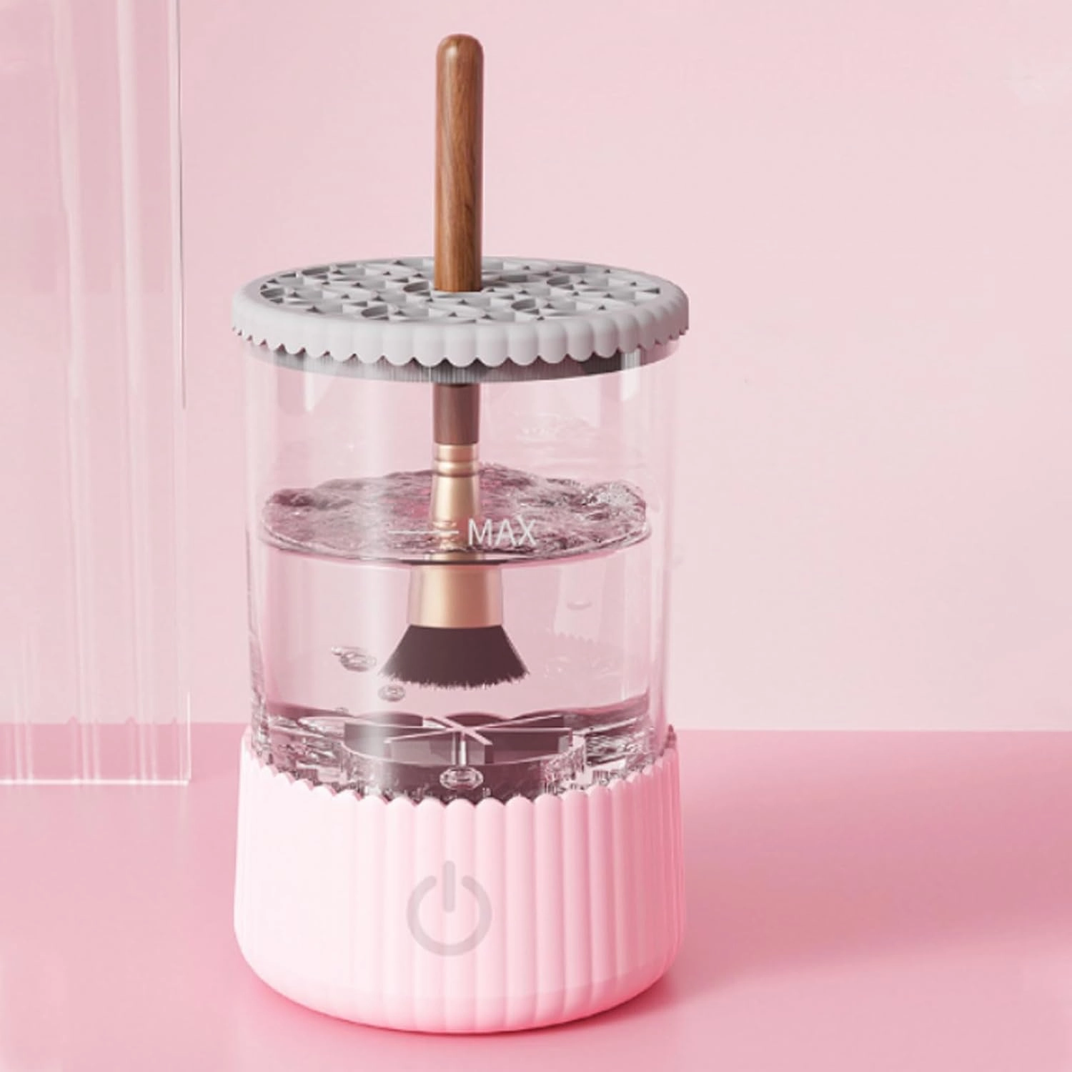 Electric Makeup Brush Cleaner Automatic Gentle Cleaning Large Capacity User Friendly for Various Brushes and Sizes (Roseate)