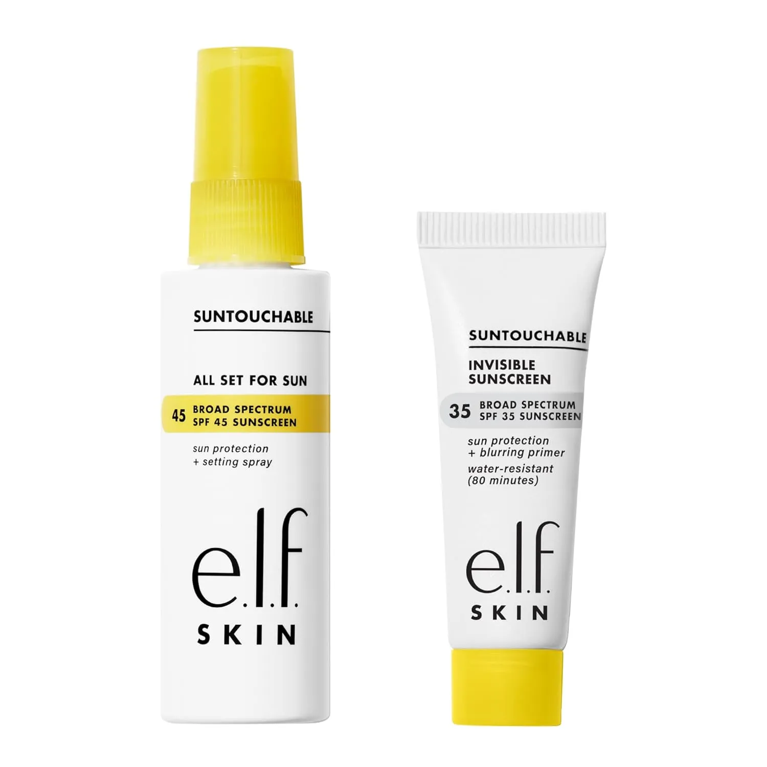 e.l.f. SKIN Suntouchable Fun in the Sun Duo, Set of 2, Includes All Set For Sun Setting Spray SPF 45 & Invisible Sunscreen SPF 35