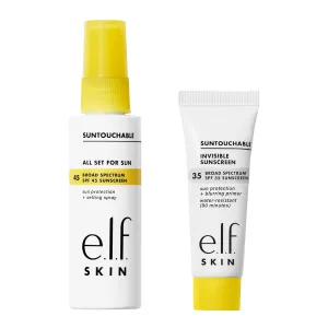 e.l.f. SKIN Suntouchable Fun in the Sun Duo, Set of 2, Includes All Set For Sun Setting Spray SPF 45 & Invisible Sunscreen SPF 35