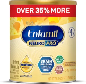 Enfamil NeuroPro Baby Formula, MFGM* 5-Year Benefit, Expert-Recommended Brain-Building Omega-3 DHA, Exclusive Immune Supporting HuMO6 Blend, Infant Formula Powder, Baby Milk, 28.3 Oz