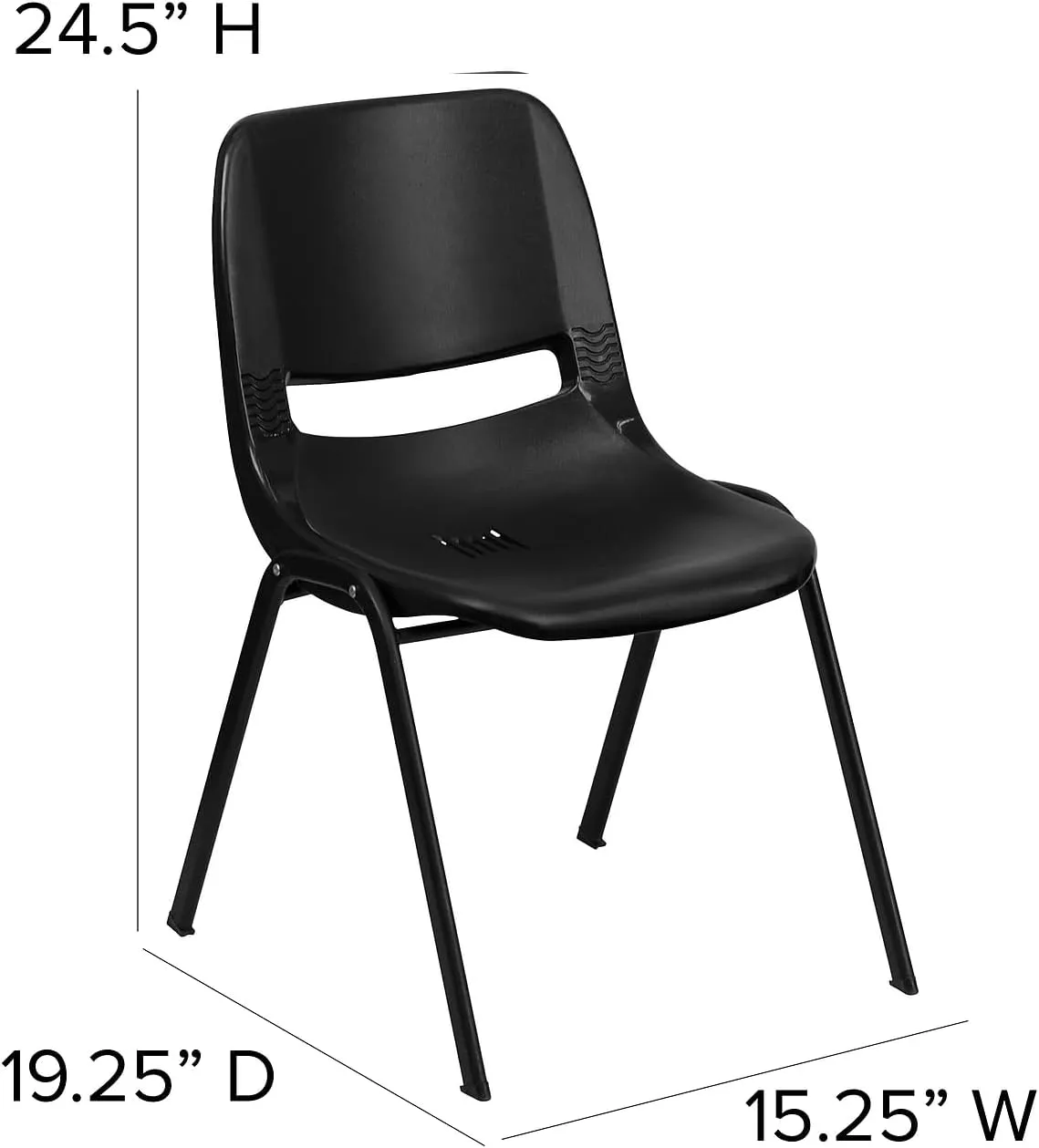 Flash Furniture 5 Pack HERCULES Series 440 lb. Capacity Kid's Black Ergonomic Shell Stack Chair with Black Frame and 14" Seat Height