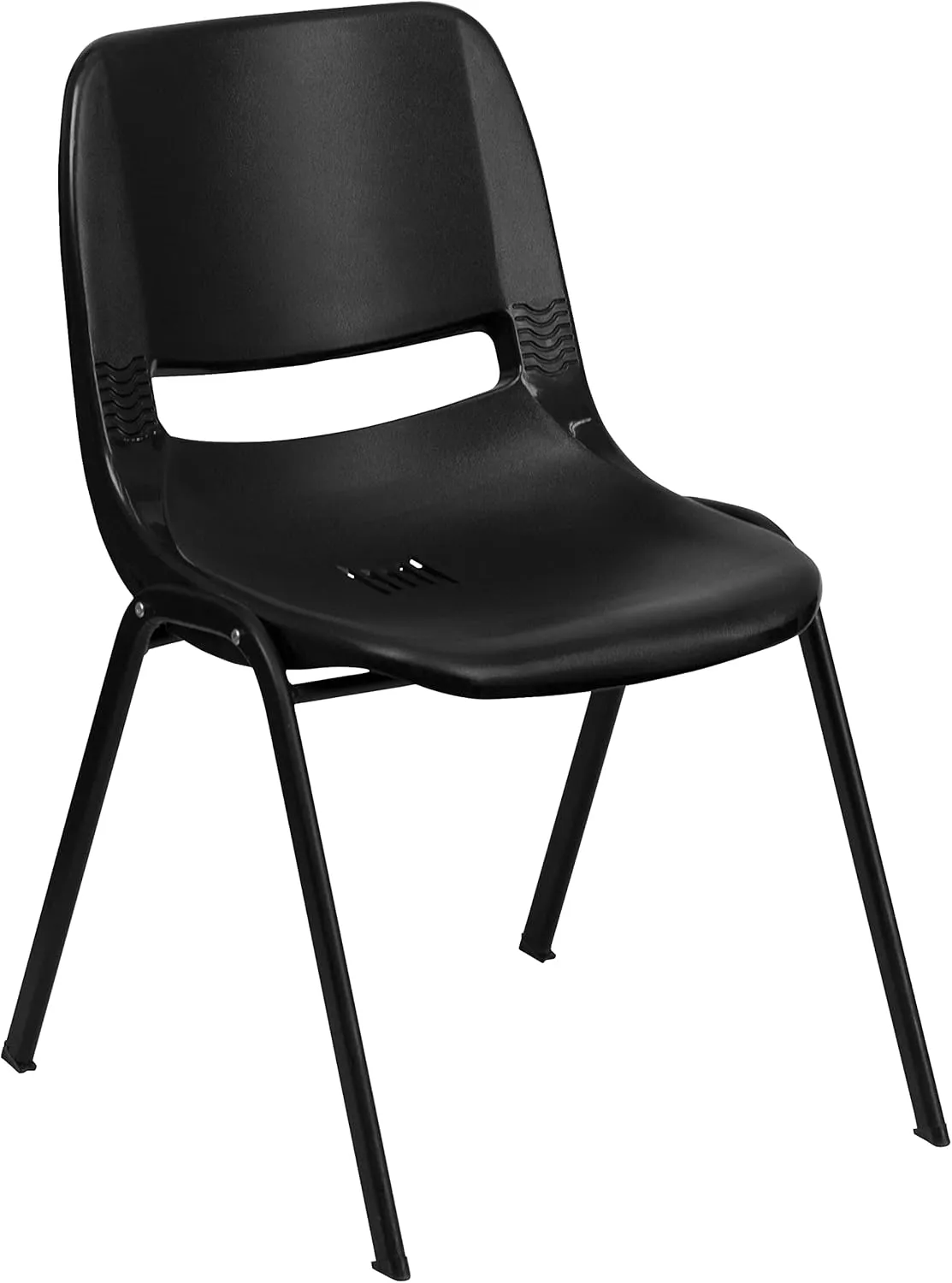 Flash Furniture 5 Pack HERCULES Series 440 lb. Capacity Kid's Black Ergonomic Shell Stack Chair with Black Frame and 14" Seat Height
