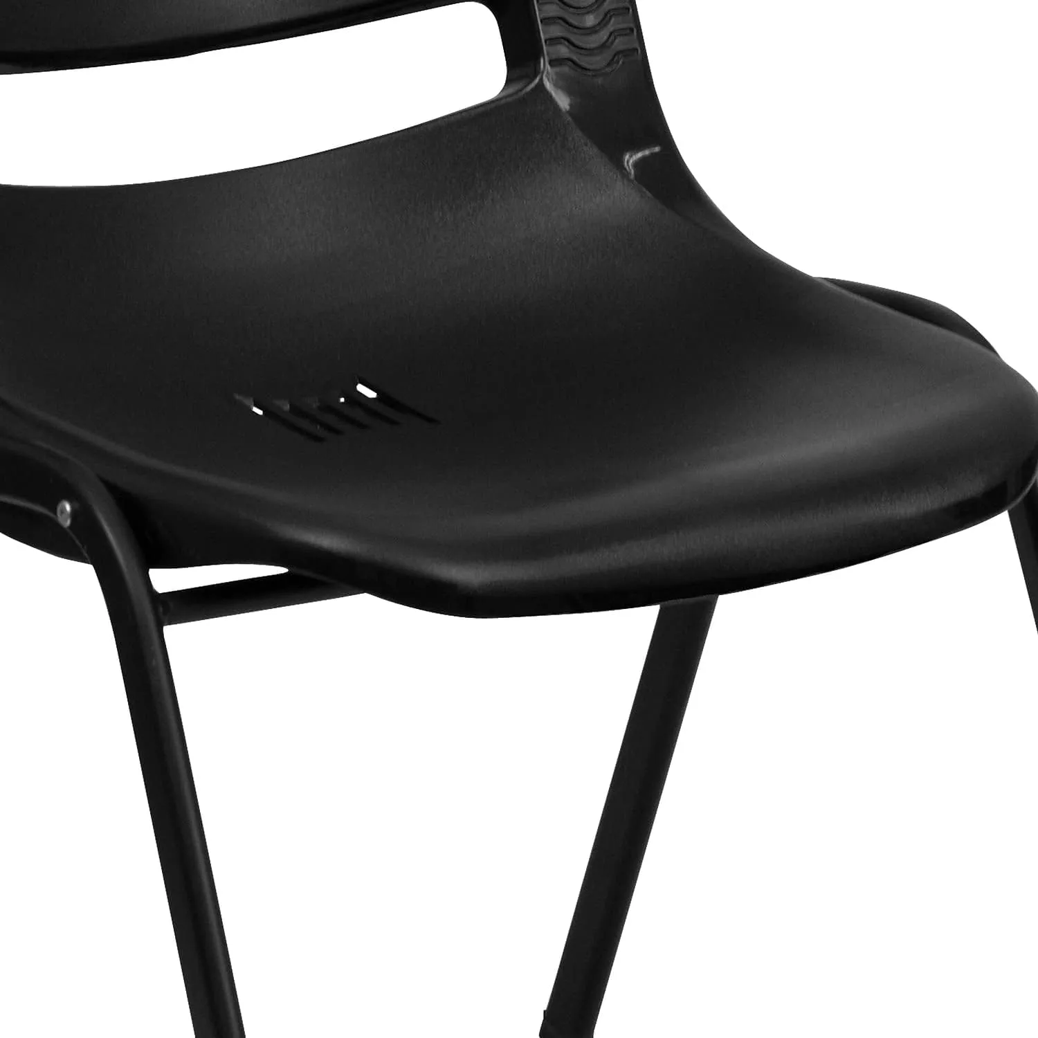 Flash Furniture 5 Pack HERCULES Series 440 lb. Capacity Kid's Black Ergonomic Shell Stack Chair with Black Frame and 14" Seat Height
