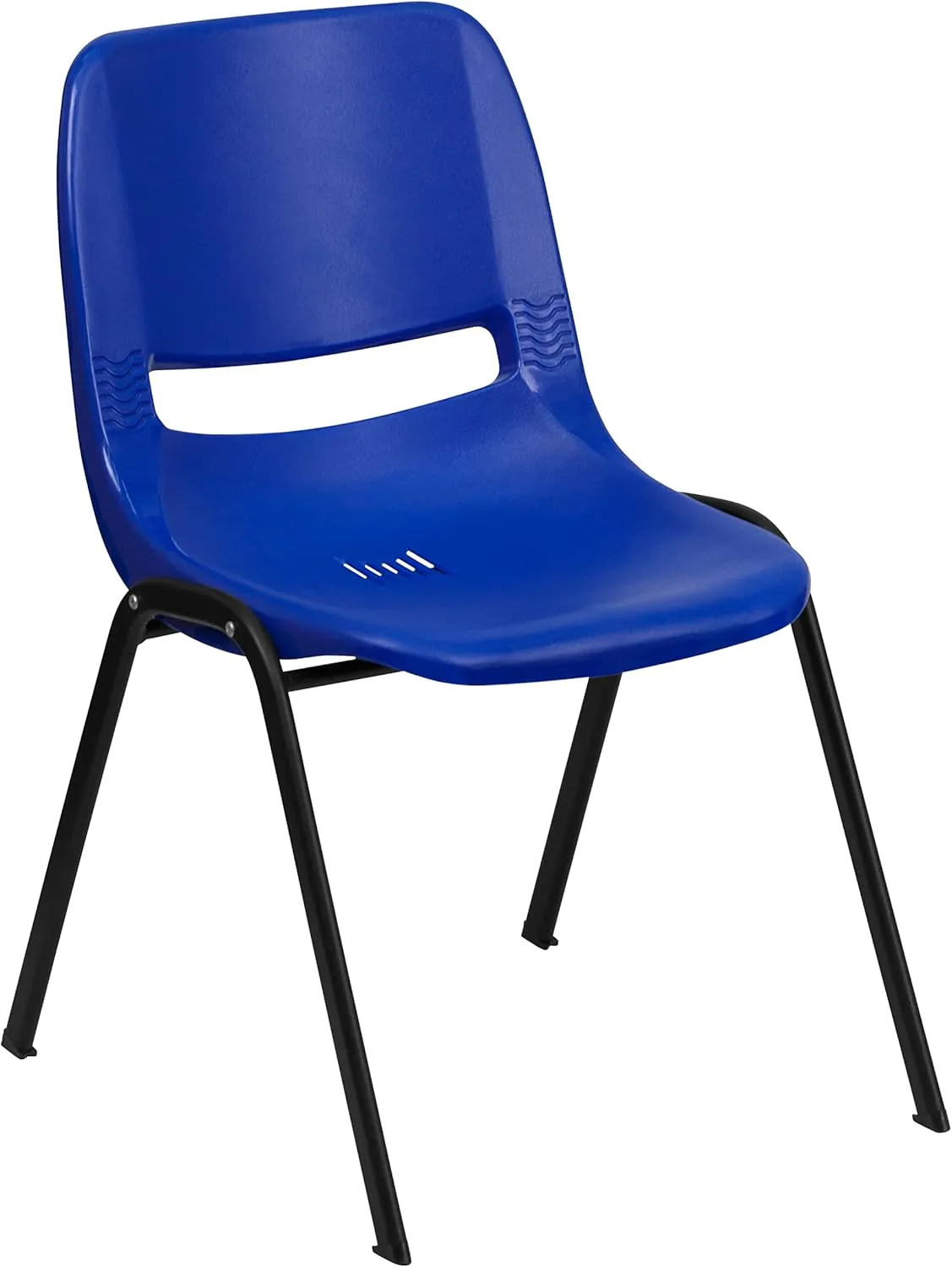 Flash Furniture 5 Pack HERCULES Series 440 lb. Capacity Kid's Navy Ergonomic Shell Stack Chair with Black Frame and 14" Seat Height