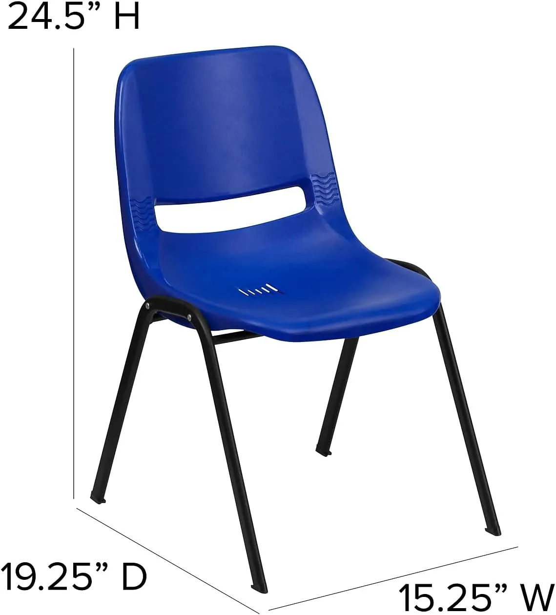 Flash Furniture 5 Pack HERCULES Series 440 lb. Capacity Kid's Navy Ergonomic Shell Stack Chair with Black Frame and 14" Seat Height