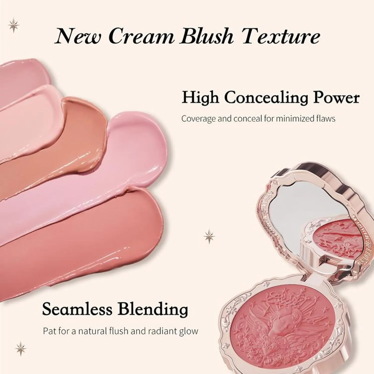 Flower Knows Little Angel Cream Blush,Buildable & Blendable Makeup Blush for cheeks,Soft & Long-lasting for Girls & Women(02 Floral Praise,6g)