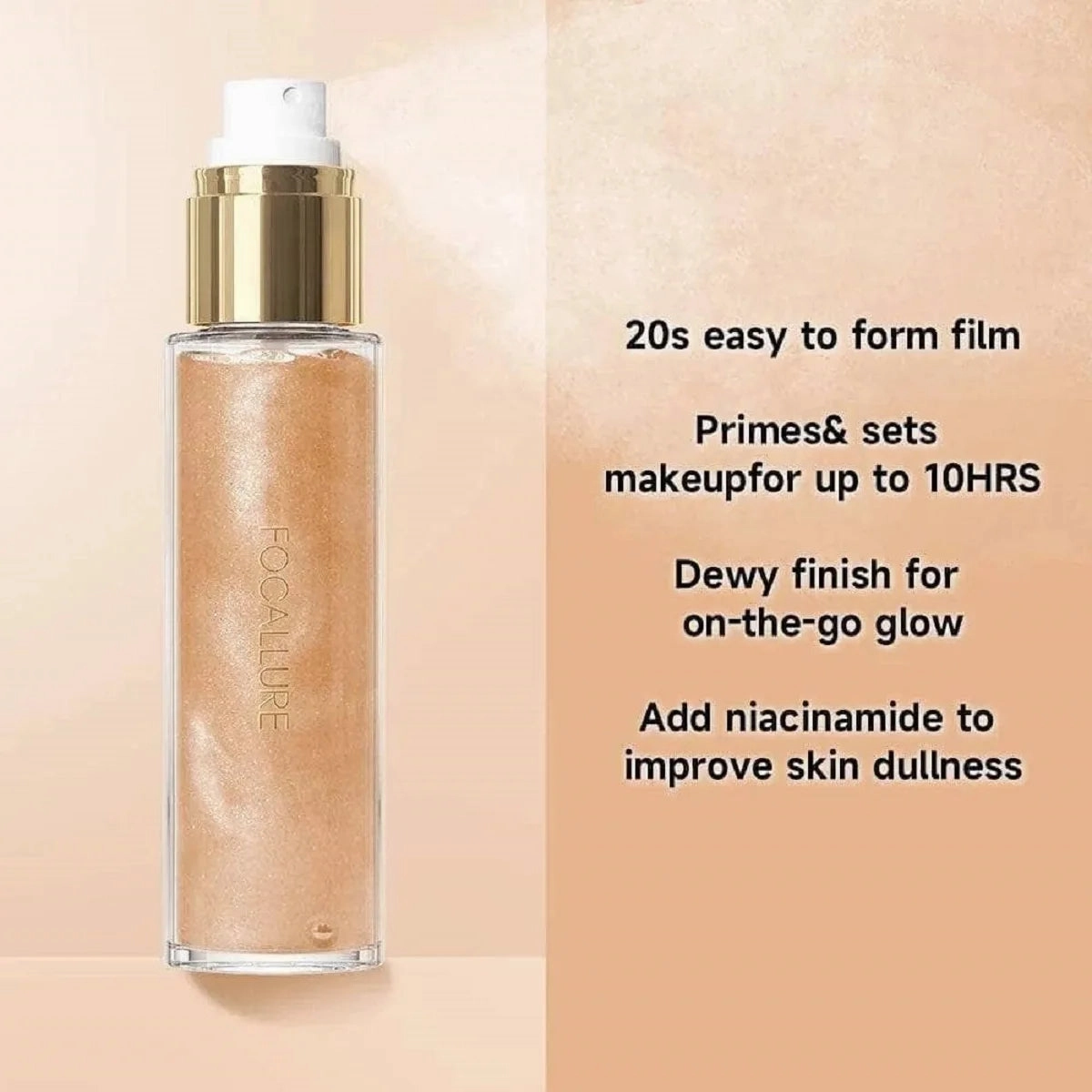 FOCALLURE Glitter Shiny Body Spray Pearlescent Long-Lasting Setting Spray Hydrating Mermaid Highlighter Face Makeup Cosmetics