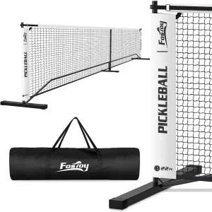 Fostoy Portable Pickleball Net Set, 22FT Regulation Size 18-Ply PE Pickleball Net,Carry Bag, Weather Resistant Steady Metal Frame Easy Setup for Outdoor Indoor