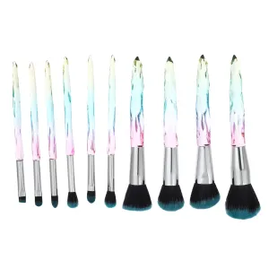 Foundation Makeup Brush Set 10pc Set Eyeliner Powder Brushes Fine Dense Bristles No Shedding