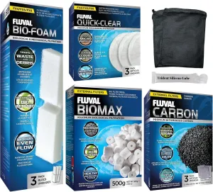 FX4/FX5/FX6 Canister Filter Maintenance and Replacement Filter Media Kit, Including Trident Nova Aquarium Filter Media Bags(Fx Bio-Foam Block, FX Quick Clear/Water Polishing Pad, Carbon, Biomax)