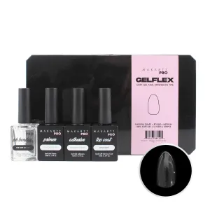 GelFlex Soft Gel Starter Kit – Medium Almond Soft Gel Nail Tips | 500pc | 14 Sizes 00-9, PH Bonder, Primer, Adhesive & Top Coat, for Professional Nail Technicians
