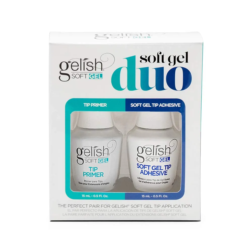 Gelish Soft Gel Duo – Includes Soft Gel Tip Primer & Adhesive for Long-Lasting, Natural-Looking Gel Nails, Easy Application, and Strong Hold (15mL Each)