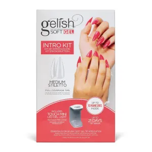 Gelish Soft Gel Intro Starter Kit – Full Coverage Press On Tips, LED Nail Lamp, Long-Lasting, Fast Application, No Chip, At-Home Gel Nails, Easy to Use (Medium Stiletto Kit)