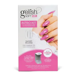 Gelish Soft Gel Intro Starter Kit – Full Coverage Press On Tips, LED Nail Lamp, Long-Lasting, Fast Application, No Chip, At-Home Gel Nails, Easy to Use (Short Round Kit)