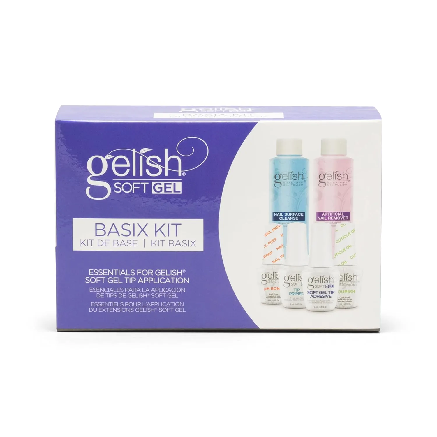 Gelish Soft Gel Mini Basix Kit Start Up Set, Soft Gel Tips, Nail Tips, Nail Kit, Polish Prep, Long-Lasting Salon-Quality Manicure at Home.