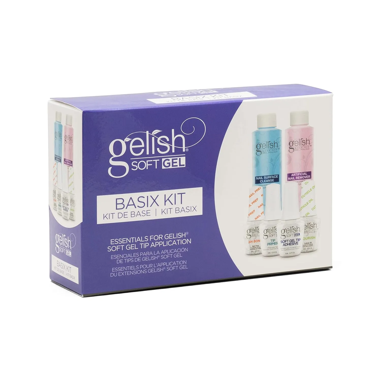Gelish Soft Gel Mini Basix Kit Start Up Set, Soft Gel Tips, Nail Tips, Nail Kit, Polish Prep, Long-Lasting Salon-Quality Manicure at Home.