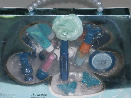 Girl Touch Blue Beaded Cosmetic Set Girls Make-up Lip Gloss Shadow Blush Makeup