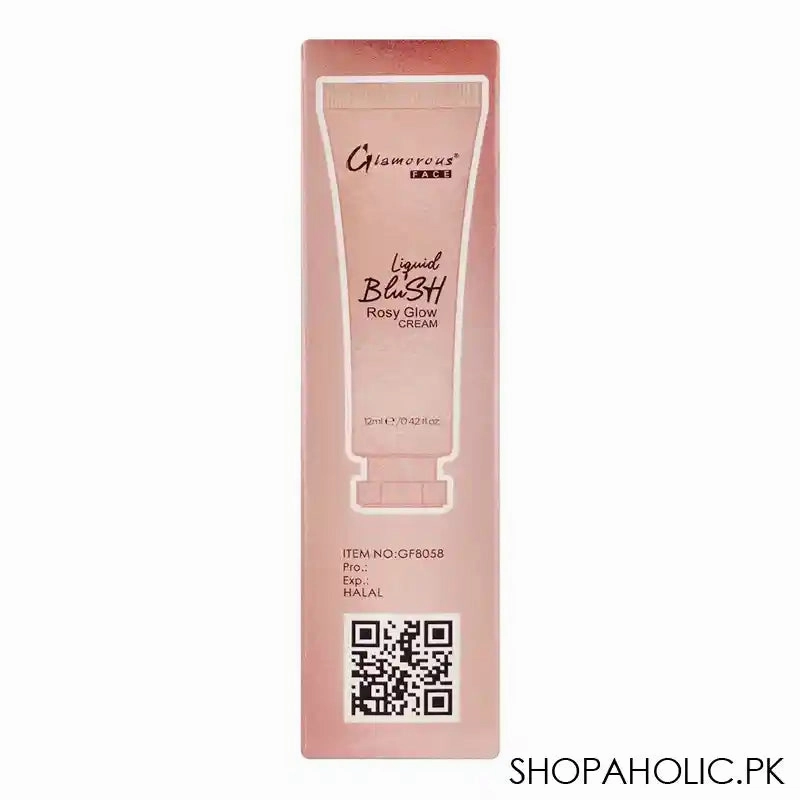 Glamorous Face Liquid Blush Rosy Glow Cream, 05 GF8058, 12ml