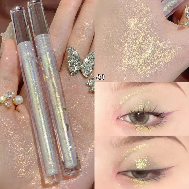Glitter Highlighter Liquid Eyeshadow Pearlescent Brighten Lying Silkworm Waterproof Diamond Polarized Eyeshadow Makeup Cosmetic
