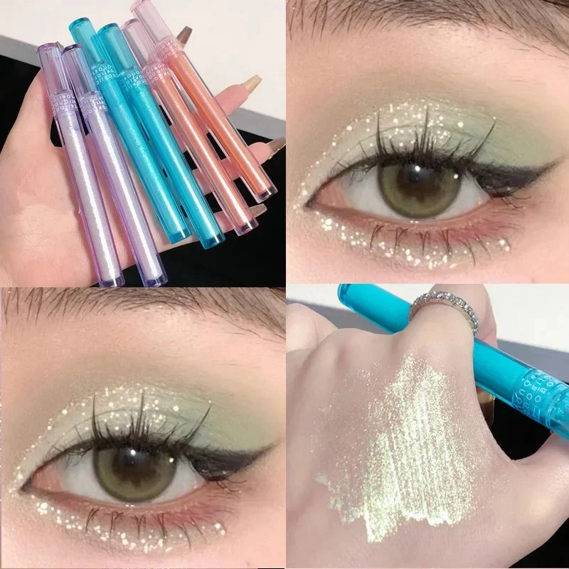 Glitter Highlighter Liquid Eyeshadow Pearlescent Brighten Lying Silkworm Waterproof Diamond Polarized Eyeshadow Makeup Cosmetic