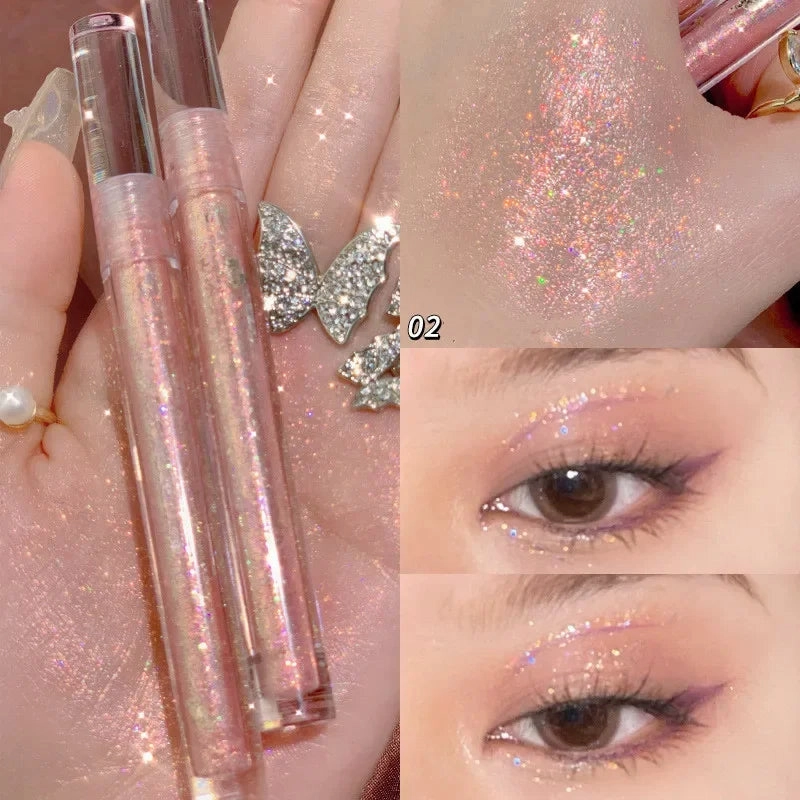 Glitter Highlighter Liquid Eyeshadow Pearlescent Brighten Lying Silkworm Waterproof Diamond Polarized Eyeshadow Makeup Cosmetic