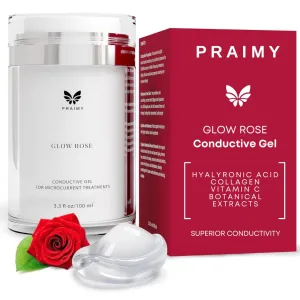 GLOW ROSE Premium Microcurrent Conductive Gel for Face | Facial RF Treatment Microcurrent Activator with Hyaluronic Acid, Collagen & Vitamin C for All Devices NuFace, FOREO, ZIIP (3.3oz)