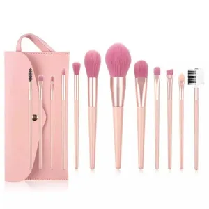 HBJWOV 7/12pcs Professional Makeup Brush Set With Bag Eye Shadow Brush Foundation Brush Lip Brush Eyebrow Brush Makeup Cosmetics Tools(C)