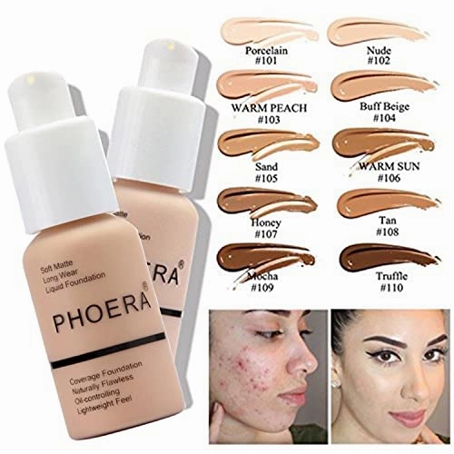 Hilareco PHOERA Foundation Makeup Kit, 3 Pcs Cream Contour Stick Set, Full Coverage Foundation, Blush, Bronzer, Highlighter, Matte Finish