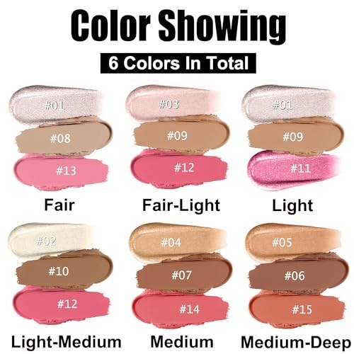 Hilareco PHOERA Foundation Makeup Kit, 3 Pcs Cream Contour Stick Set, Full Coverage Foundation, Blush, Bronzer, Highlighter, Matte Finish